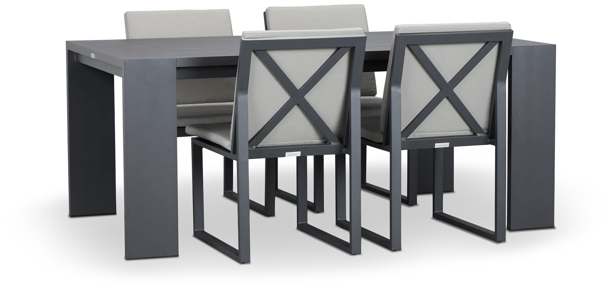 Linear Dark Gray 70" Aluminum Table & 4 Cushioned Side Chairs