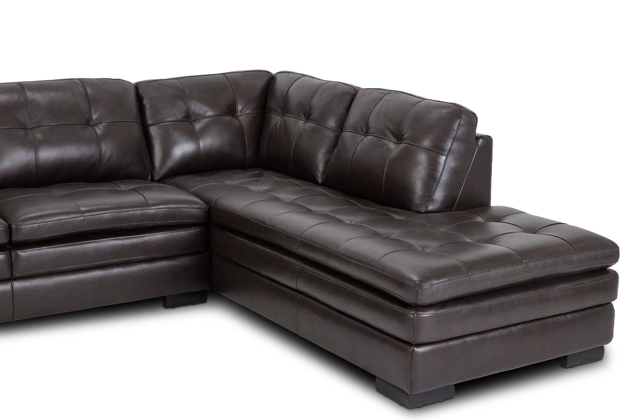 Braden Dark Brown Leather Small Right Bumper Sectional