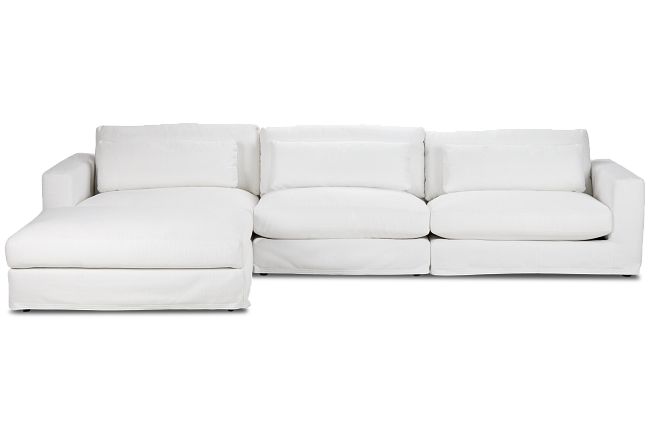 Cozumel White Fabric 4-piece Chaise Sectional