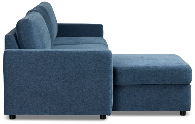 Addie Blue Fabric Left Chaise Storage Sectional