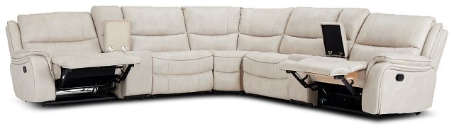 Dober Beige Micro Large Dual Manually Reclining Two-arm Sectional