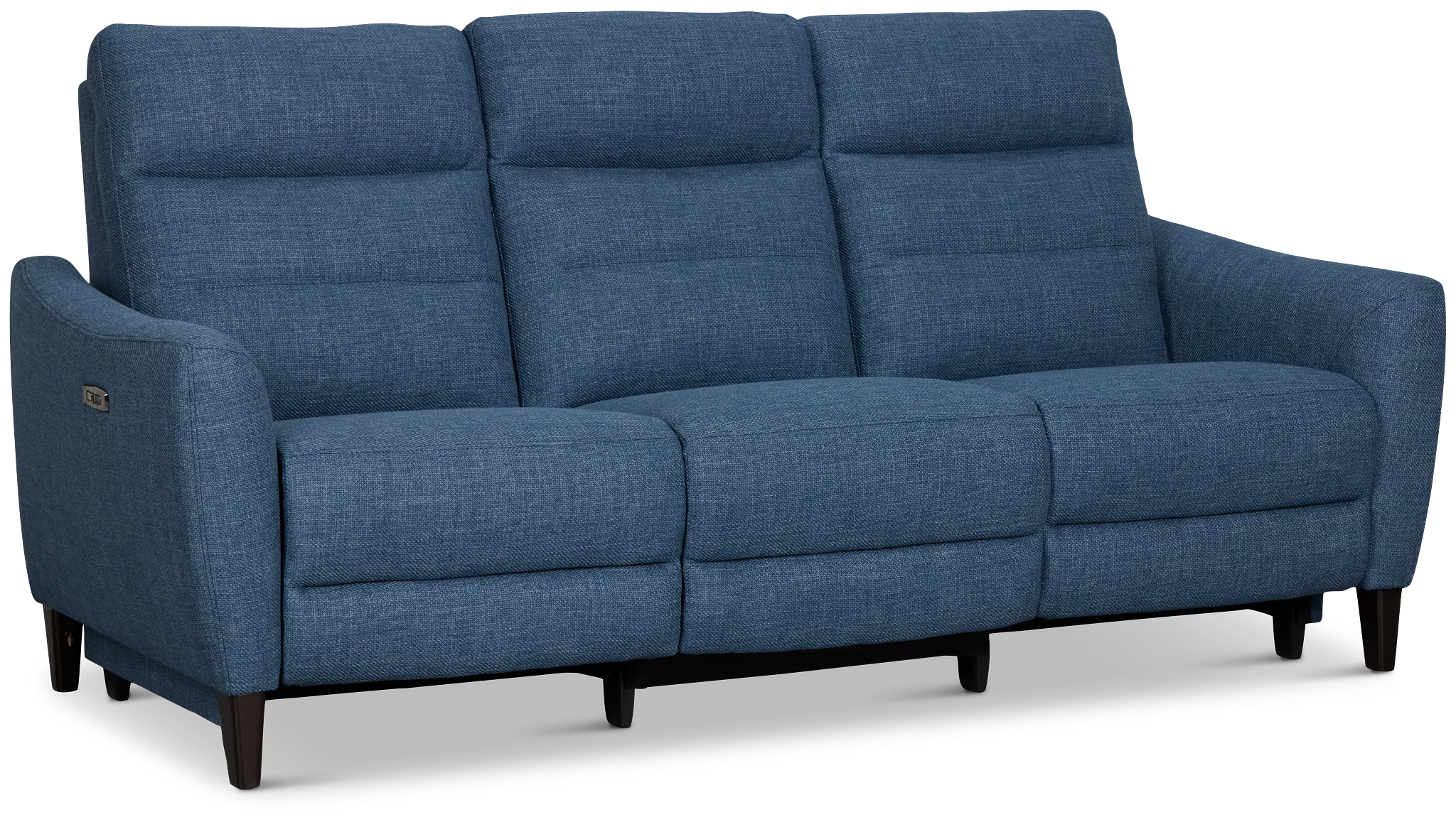 Keaton Blue Fabric Power Reclining Sofa W/ Power Headrest