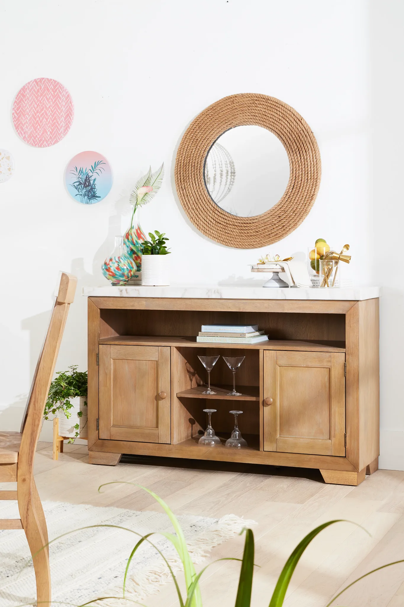 Somerset Light Tone Marble Rectangular Table & 4 Wood Chairs