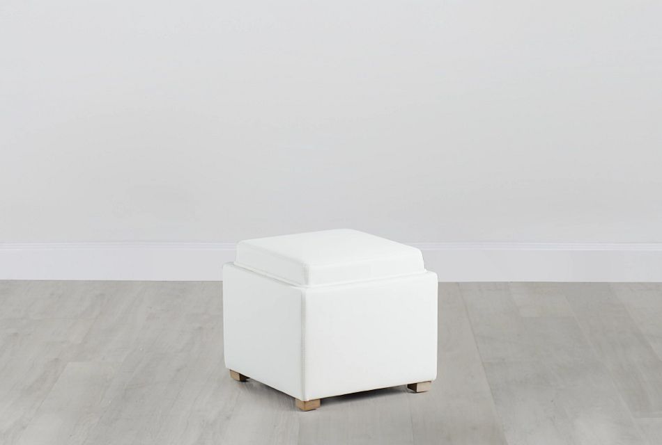 white ottoman with tray