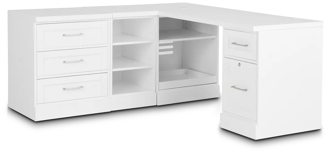 Newport White L Desk