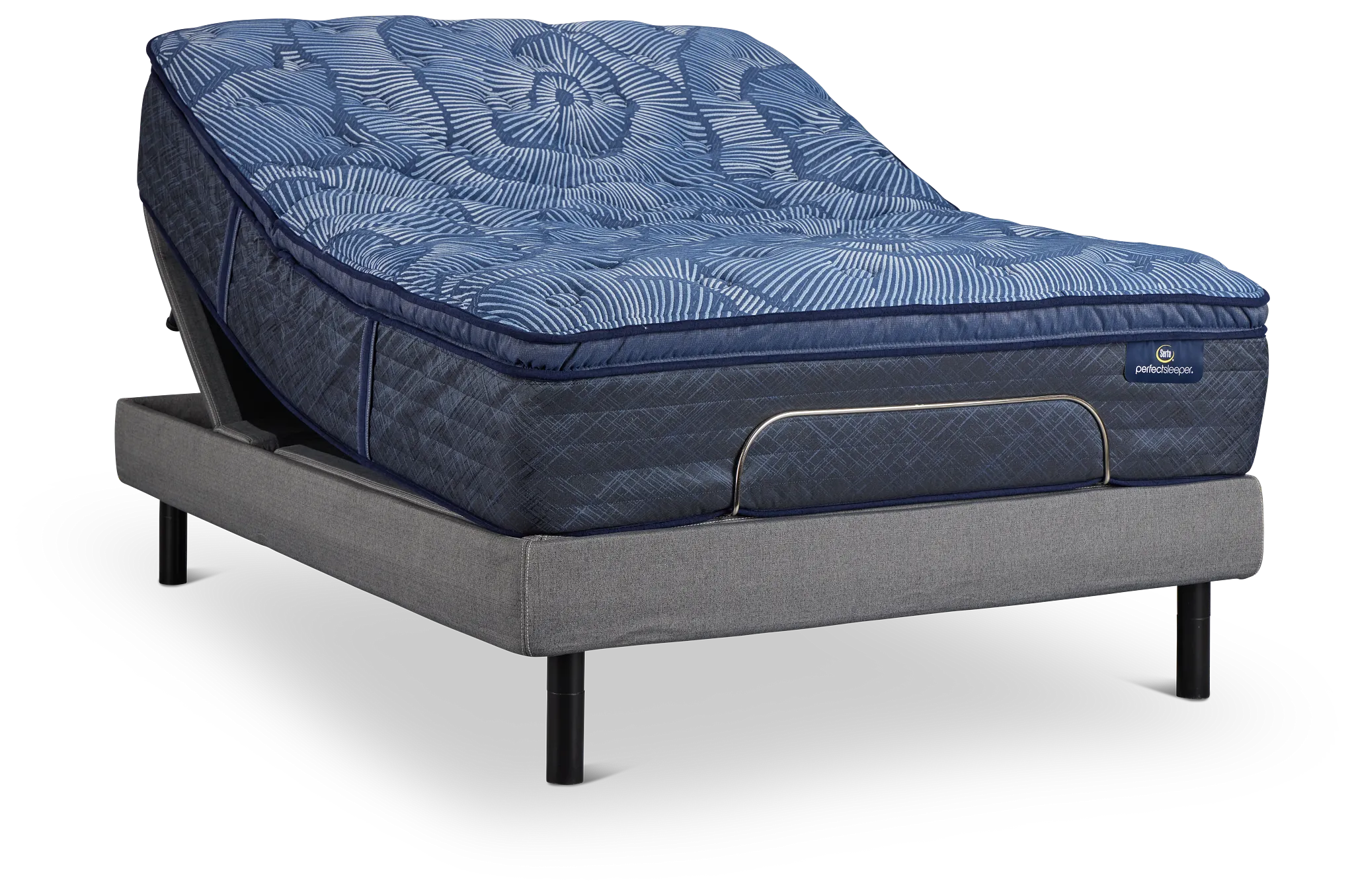 Serta Perfect Sleeper Cobalt Calm Plush Motion Perfect 4 Adjustable Base Set