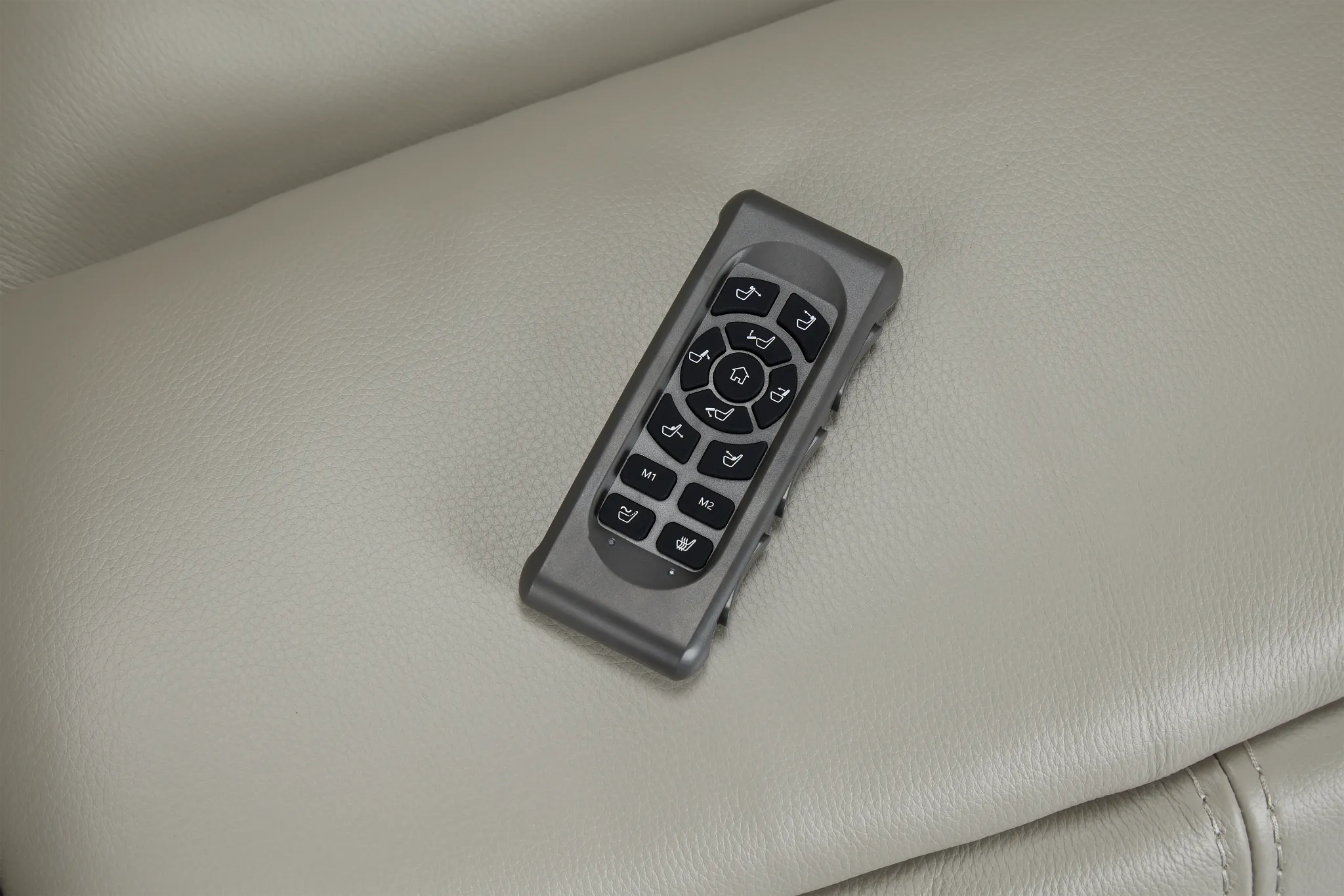 Preston Light Gray Lthr/vinyl Power Recliner With Heat And Massage