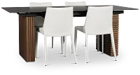 Wayne Two-tone Stone Rectangular Table & 4 White Upholstered Chairs