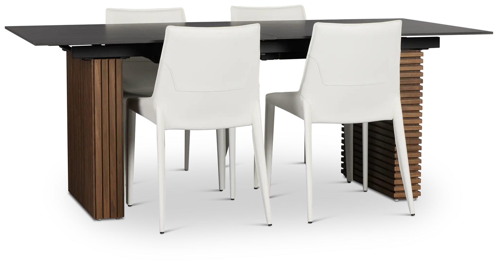 Wayne Two-tone Stone Rectangular Table & 4 White Upholstered Chairs Wayne Two-tone Stone Rectangular Table & 4 White Upholstered Chairs