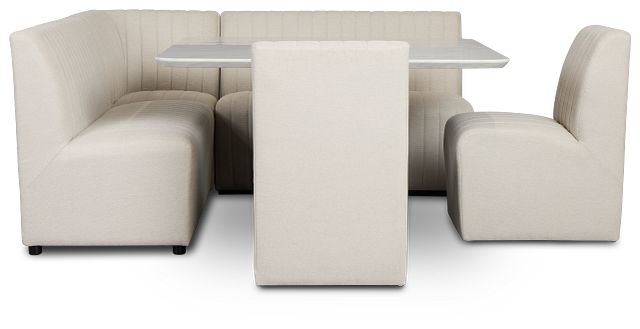 Palisades White Square Table, 2 Chairs & Bench