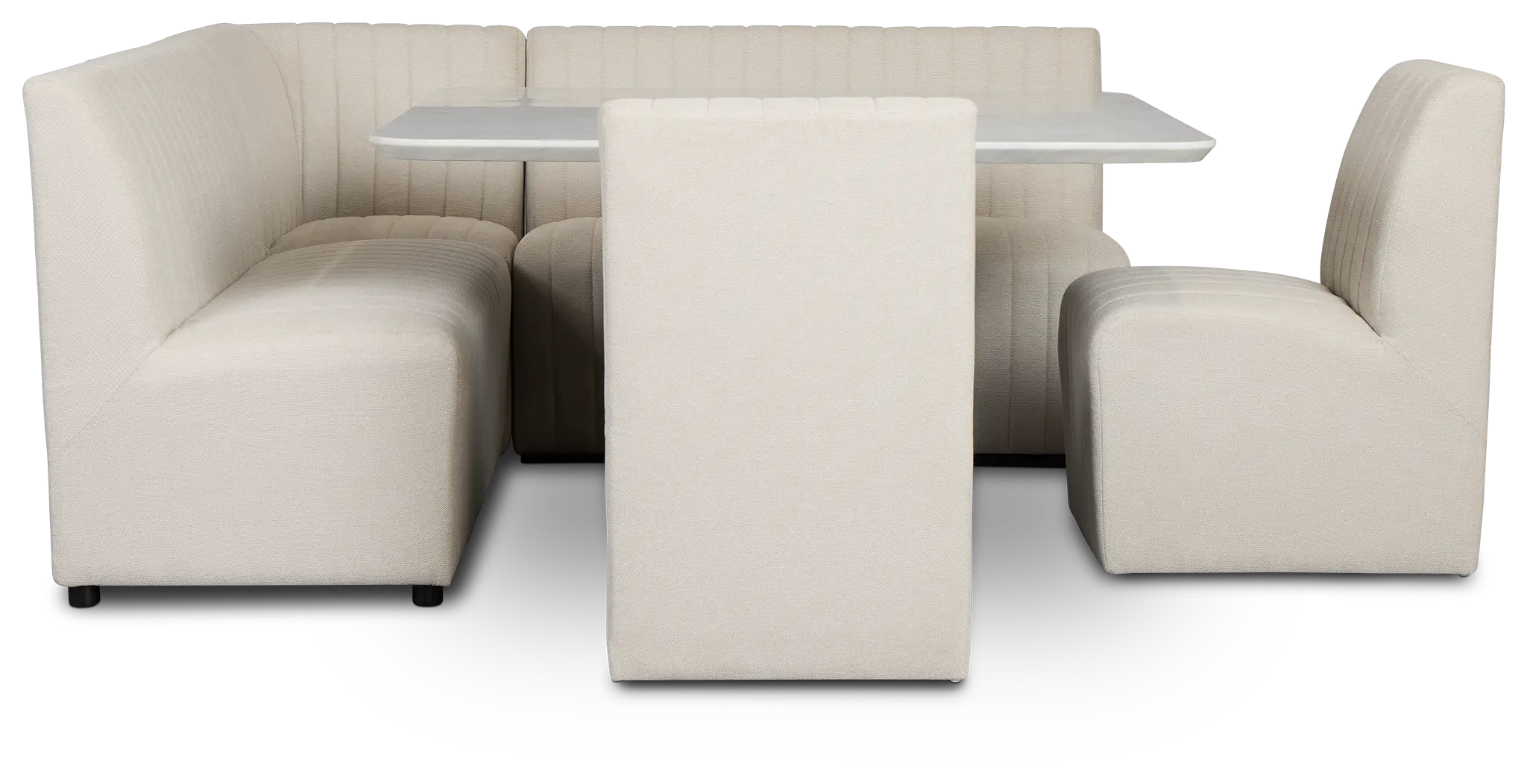 Palisades White Square Table, 2 Chairs & Bench Palisades White Square Table, 2 Chairs & Bench