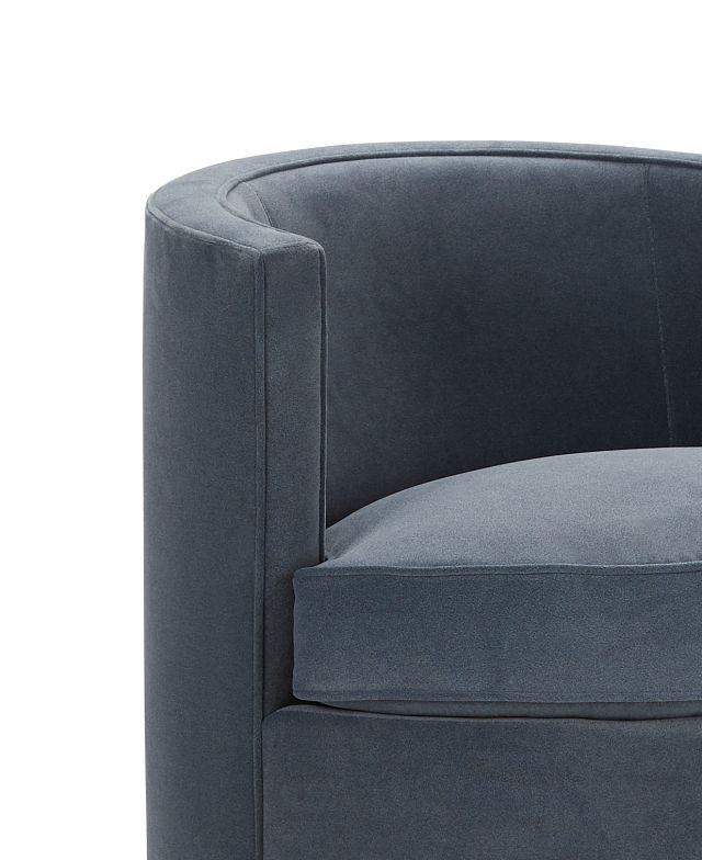 Fleur Dark Blue Velvet Swivel Accent Chair