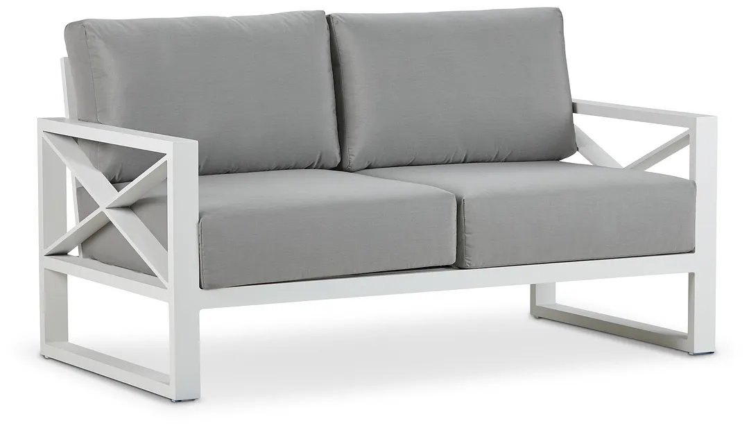 Linear White Dark Gray Aluminum Loveseat
