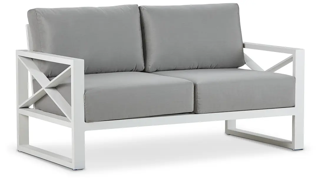 Linear White Dark Gray Aluminum Loveseat Linear White Dark Gray Aluminum Loveseat