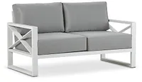 Linear White Dark Gray Aluminum Loveseat