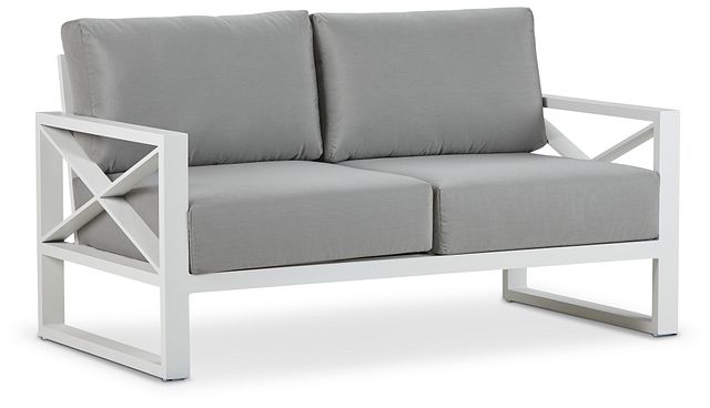 Linear White Dark Gray Aluminum Loveseat