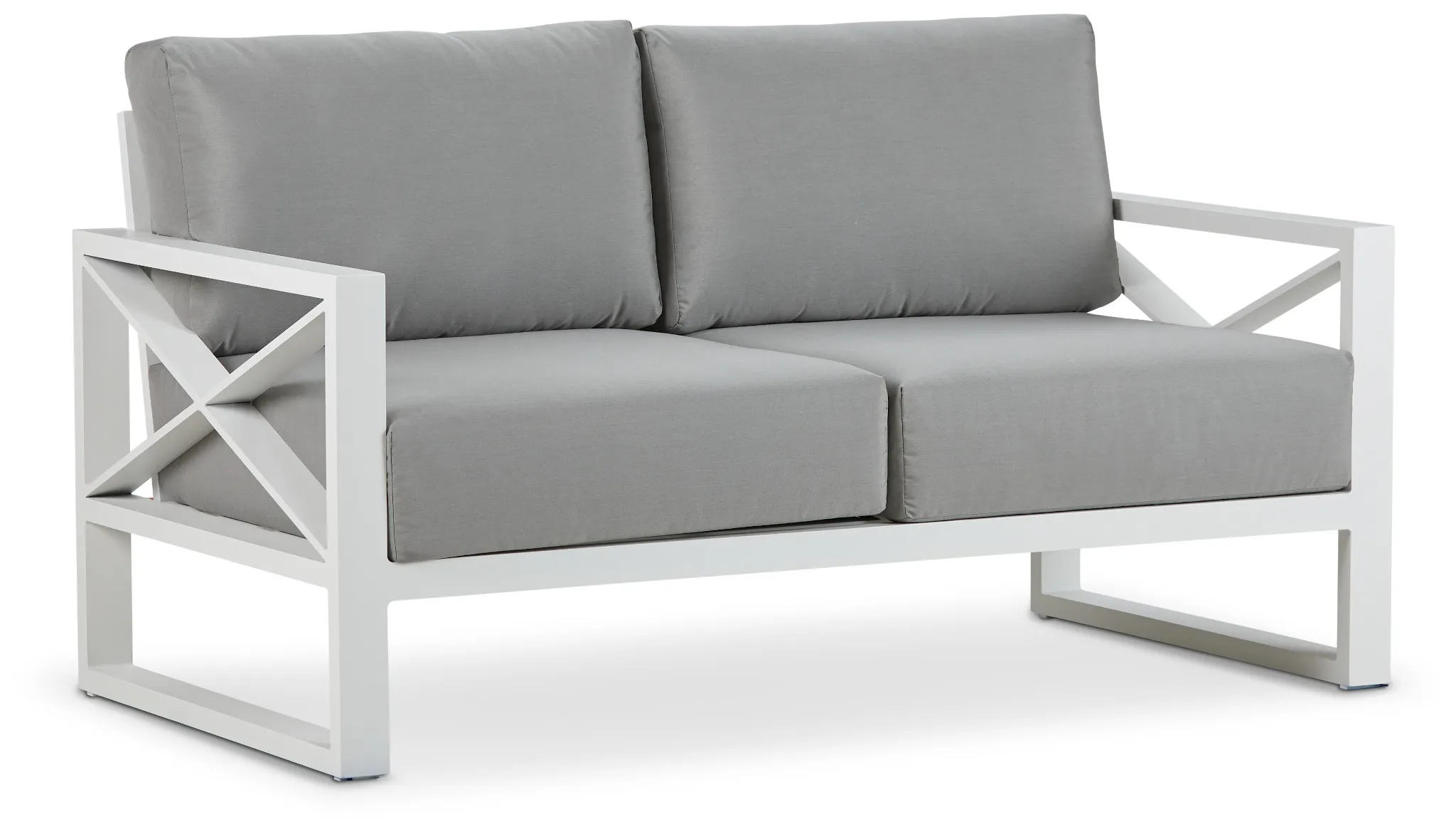 Linear White Dark Gray Aluminum Loveseat