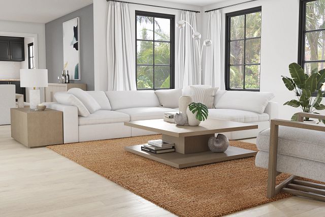 Nixon White Fabric 4-piece Modular Sectional