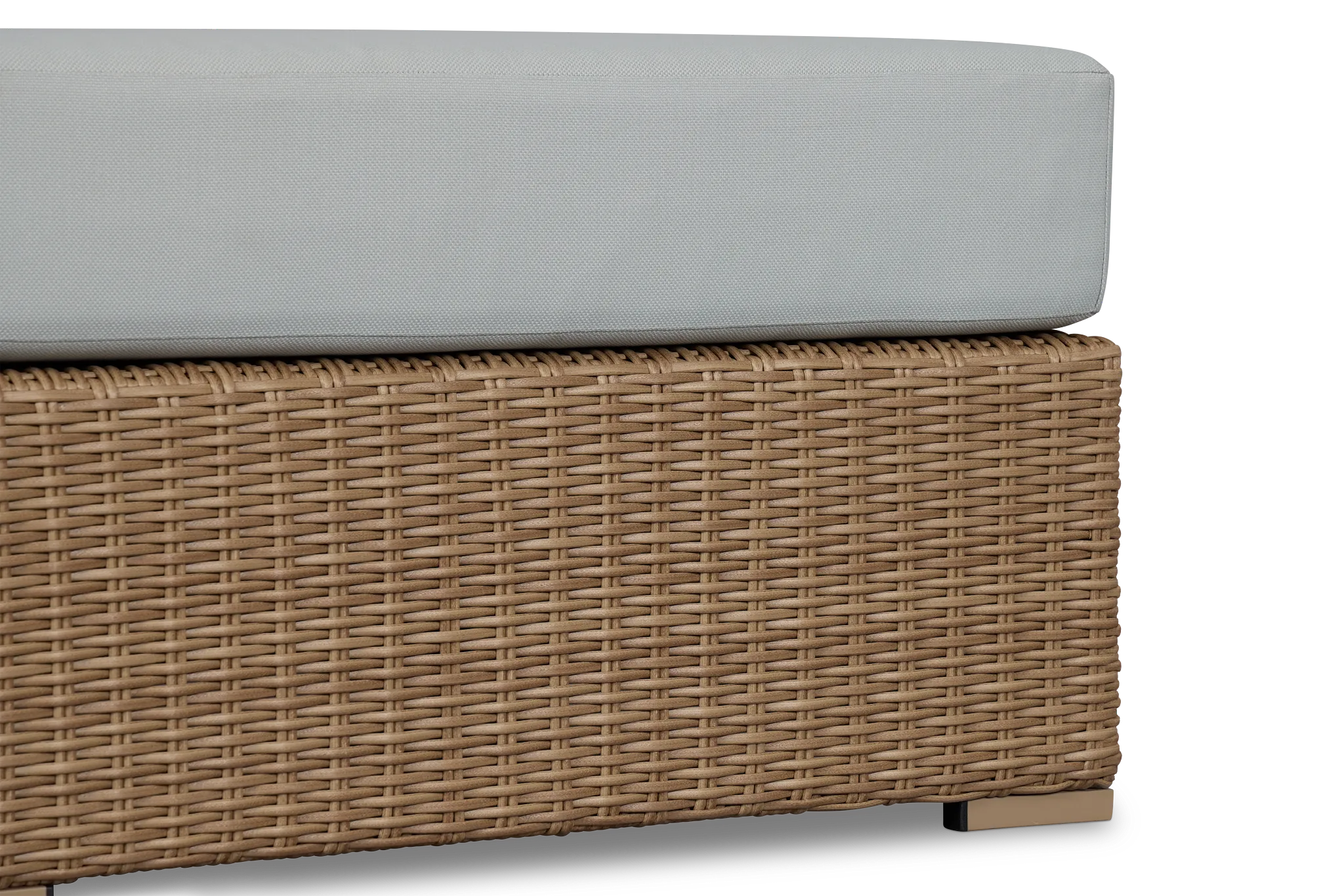 Montecito Light Tone Large Ottoman With Light Blue Cushions