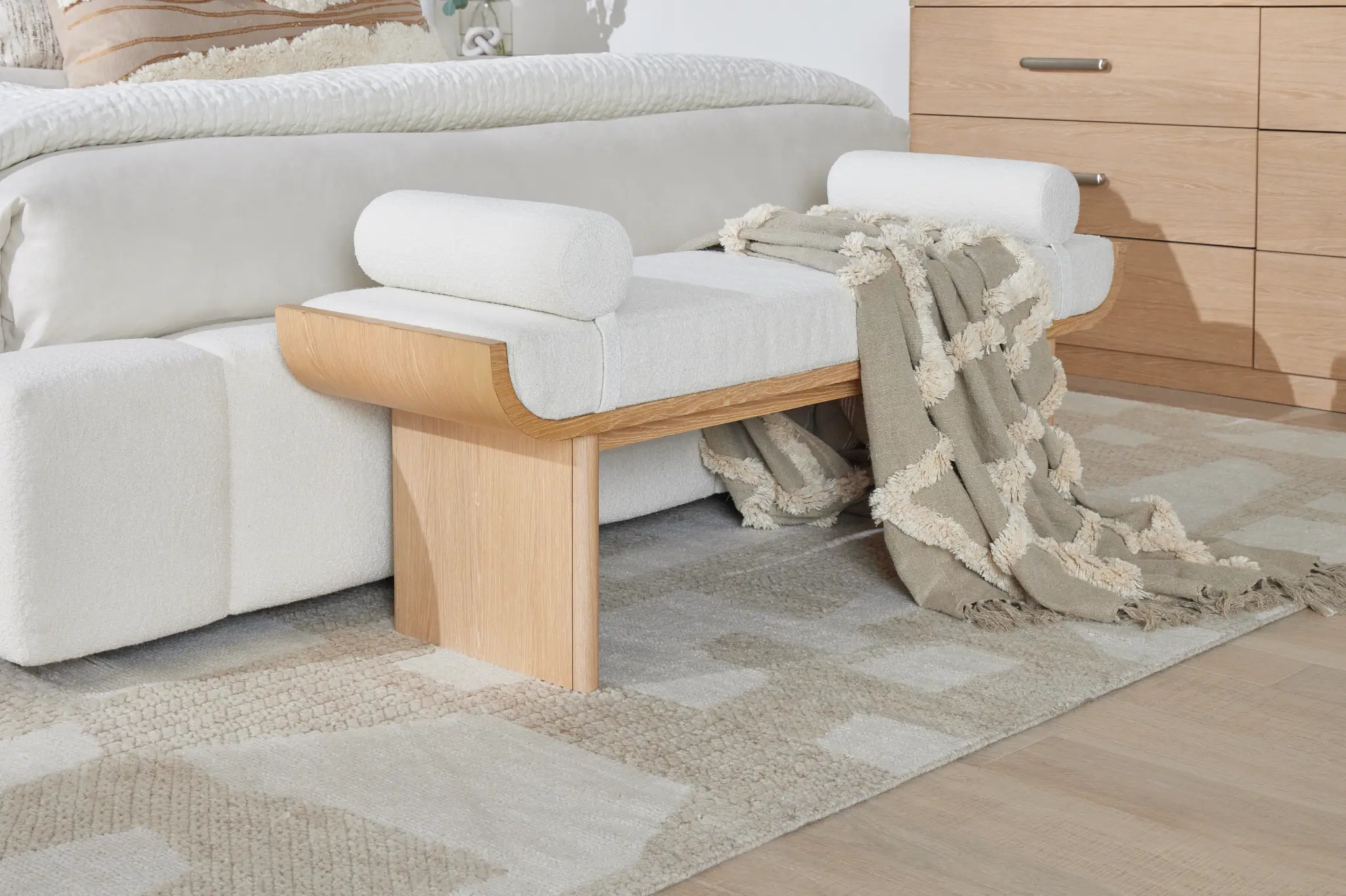 Malibu Light Tone Upholstered Bench Malibu Light Tone Upholstered Bench
