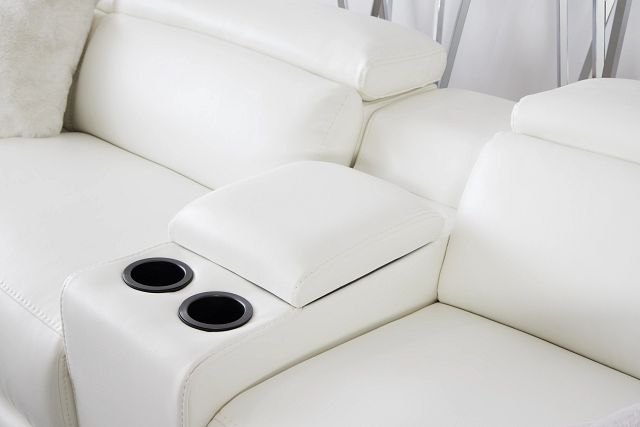 Lombardy White Micro Medium Triple Power 2-arm Sectional