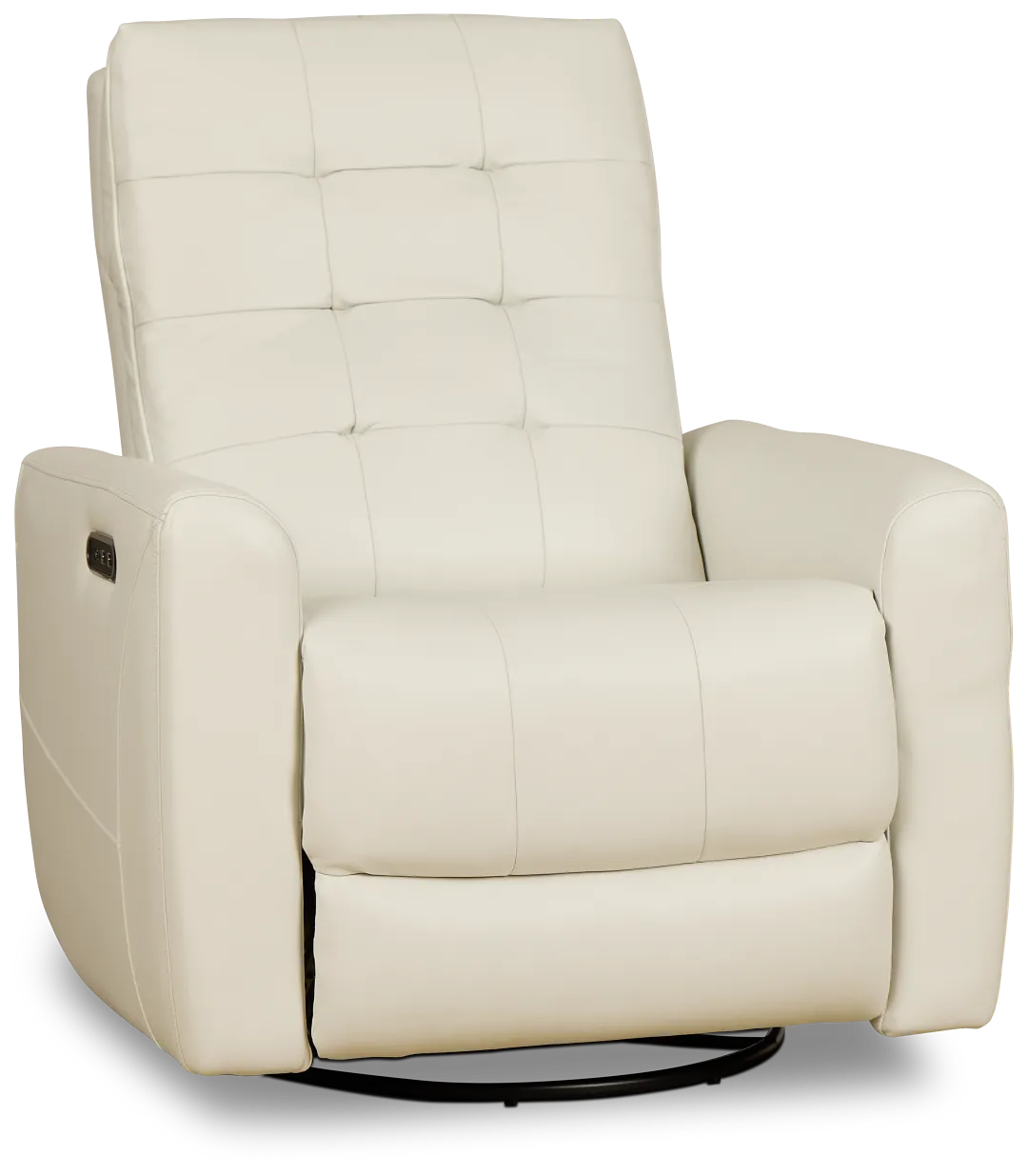 Izzy White Lthr/vinyl Power Swivel Glider Recliner
