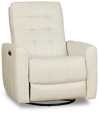 Izzy White Lthr/vinyl Power Swivel Glider Recliner