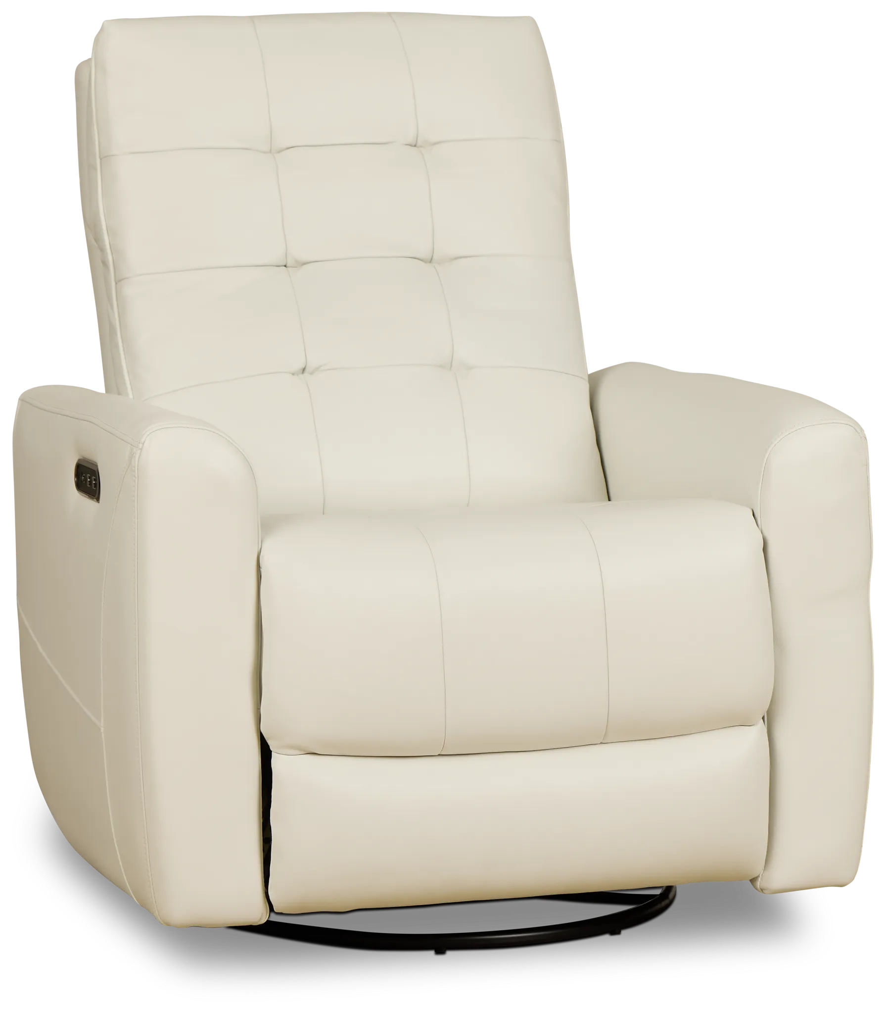 Izzy White Lthr/vinyl Power Swivel Glider Recliner