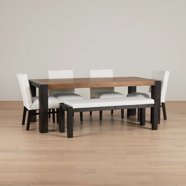 Jackson Two-tone Rectangular Table With 4 Side Chairs & Bench