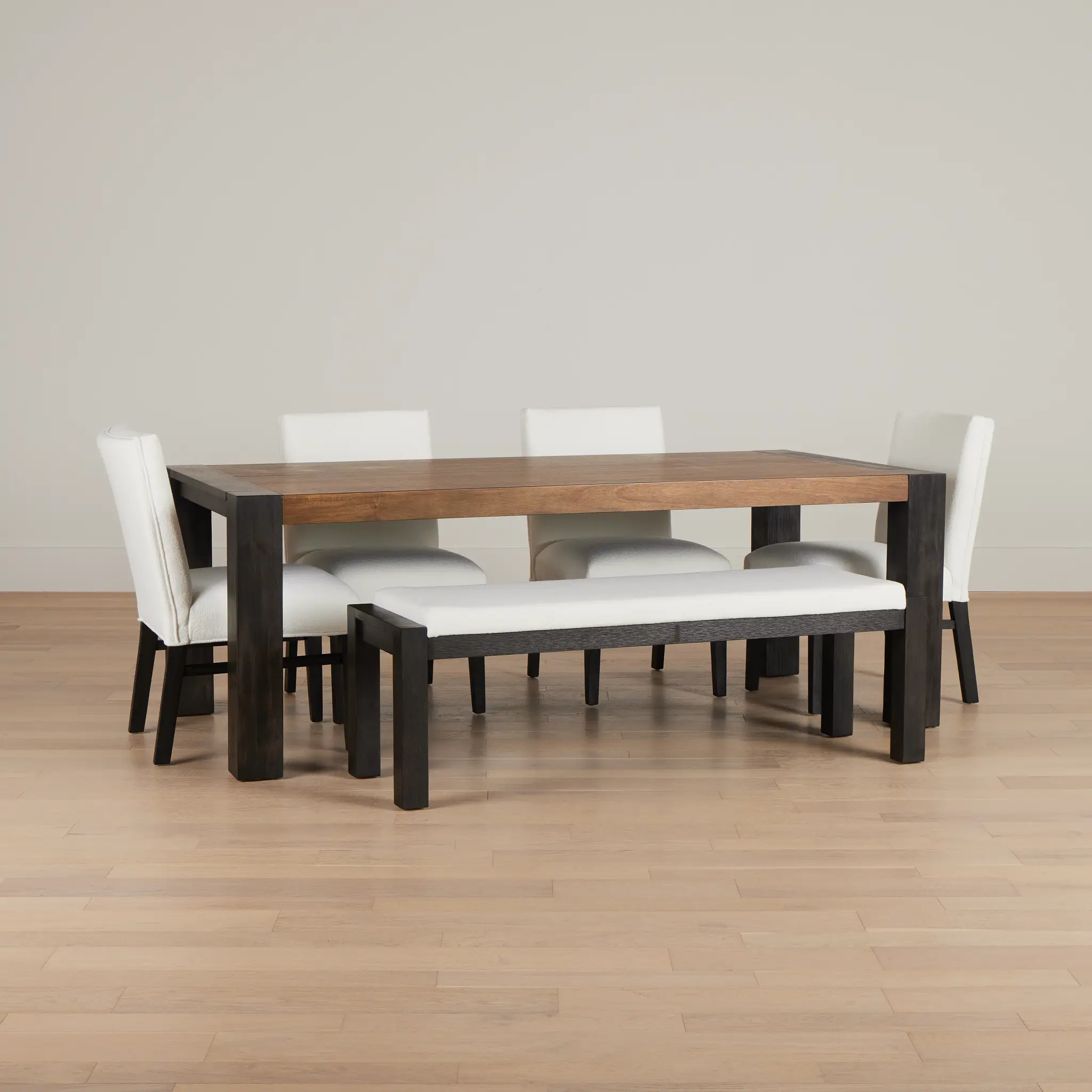 Jackson Two-tone Rectangular Table With 4 Side Chairs & Bench Jackson Two-tone Rectangular Table With 4 Side Chairs & Bench