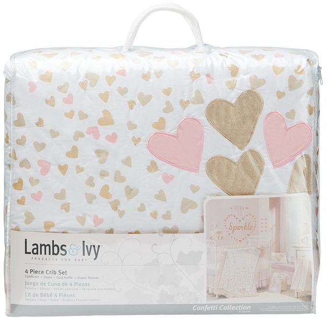 Confetti Light Gold 4 Piece Crib Bedding Set