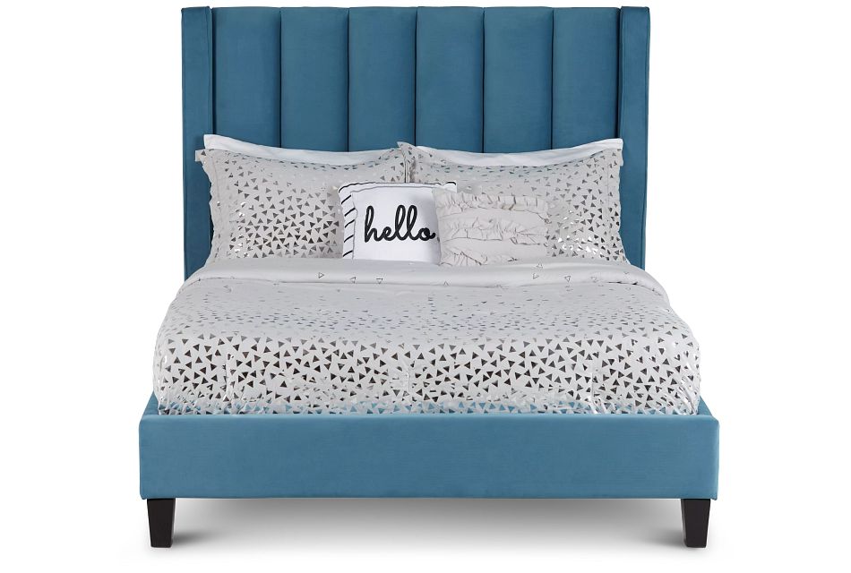 Audrey Blue Velvet Platform Bed
