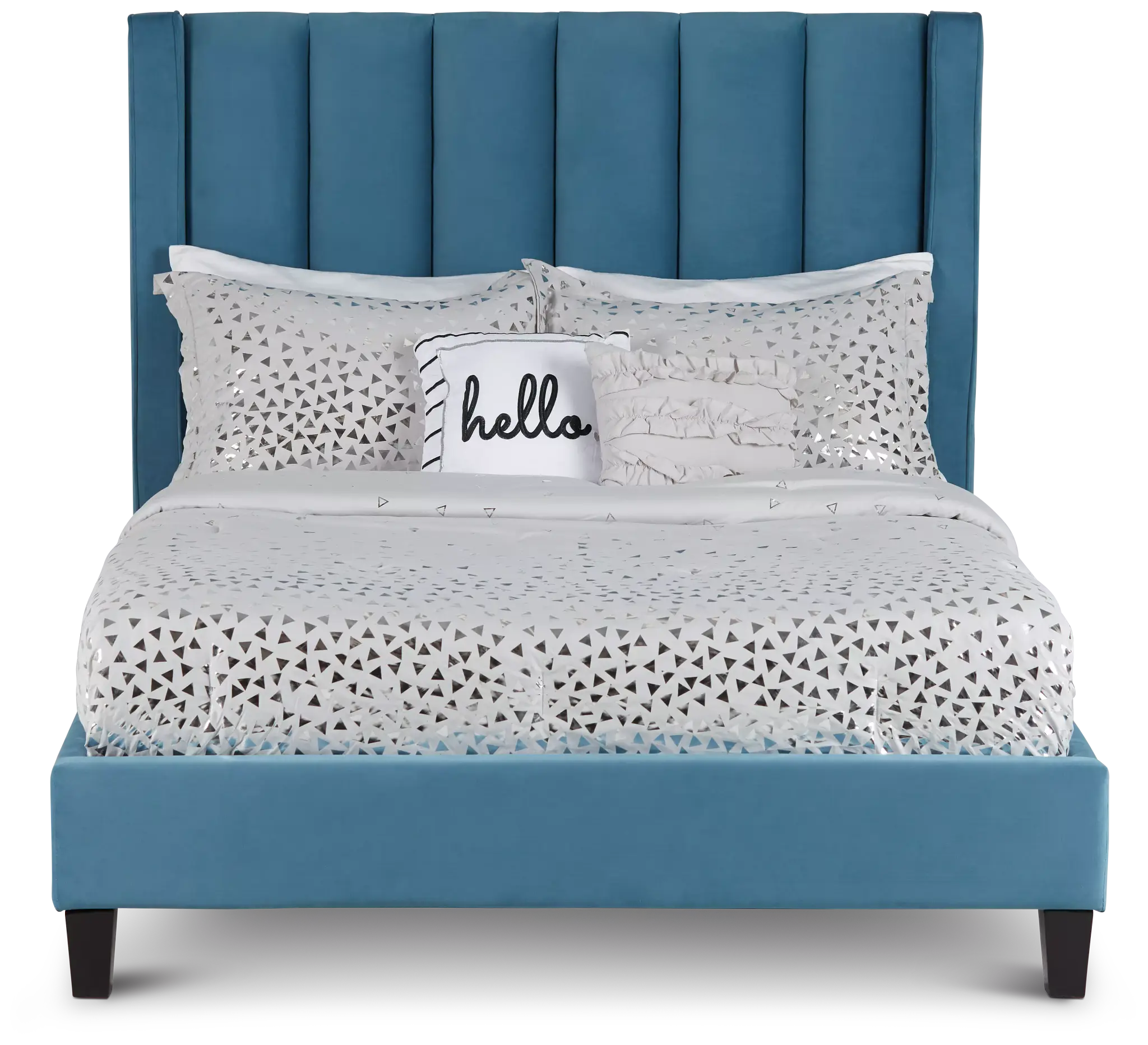 Audrey Blue Velvet Platform Bed Audrey Blue Velvet Platform Bed