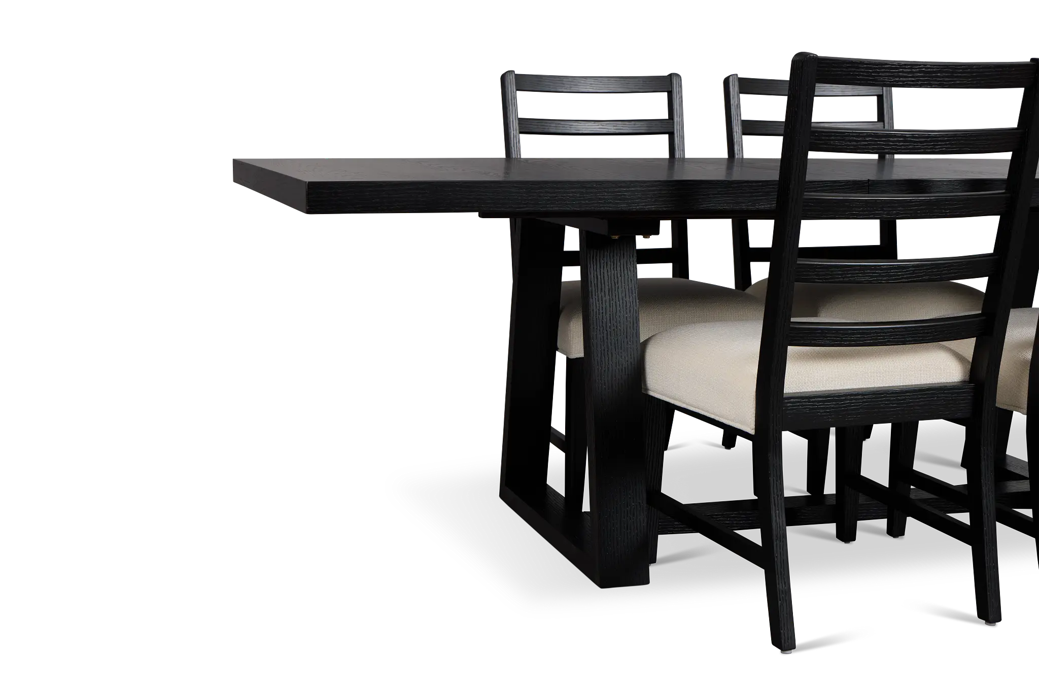 Williamsburg Black Extension Rectangular Table & 4 Upholstered Chairs Williamsburg Black Extension Rectangular Table & 4 Upholstered Chairs