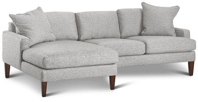 Morgan Light Gray Fabric Small Left Chaise Sectional W/ Wood Legs (2)