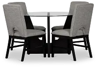 Oxford Glass Round Table & 4 Upholstered Chairs