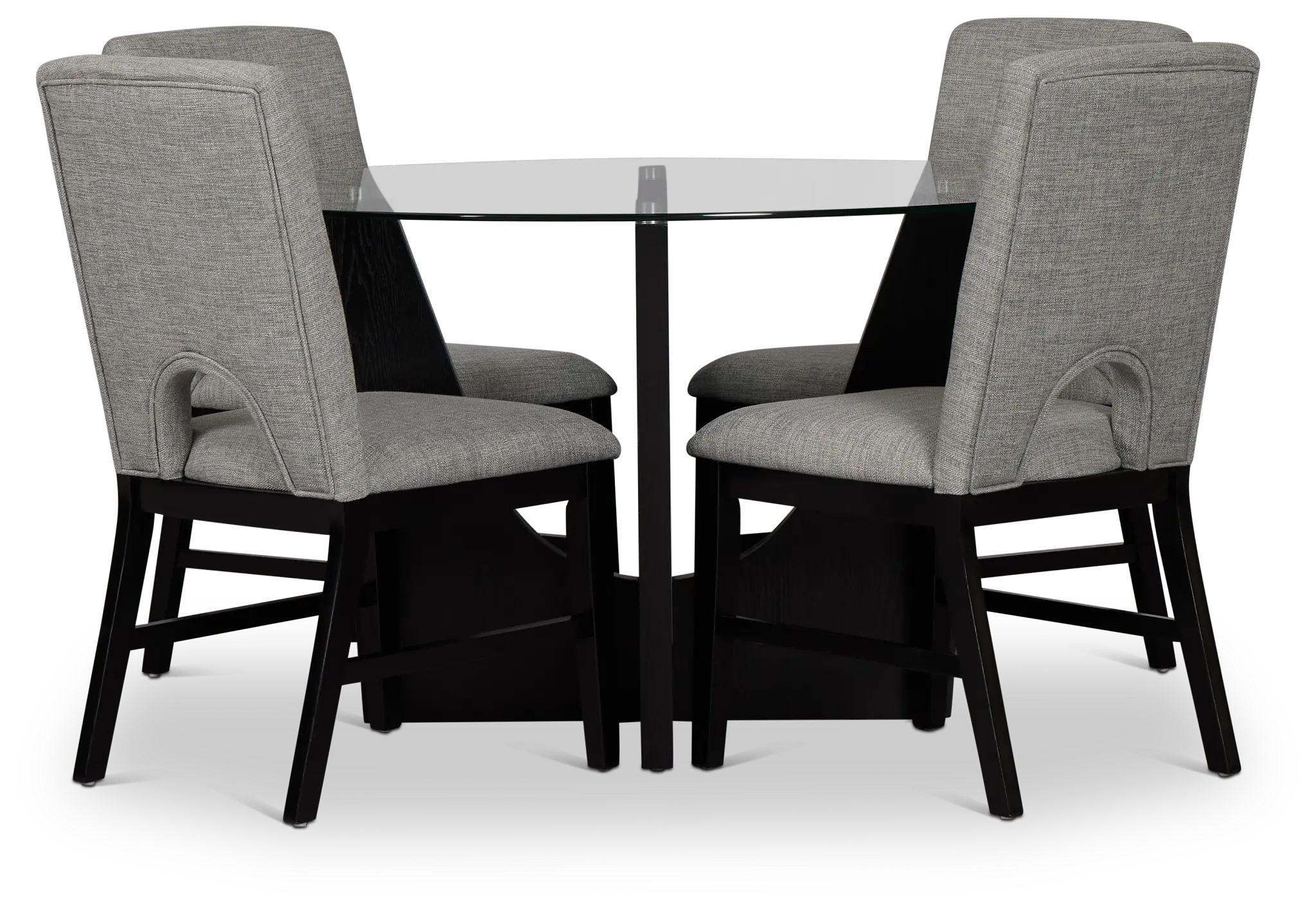 Oxford Glass Round Table & 4 Upholstered Chairs Oxford Glass Round Table & 4 Upholstered Chairs