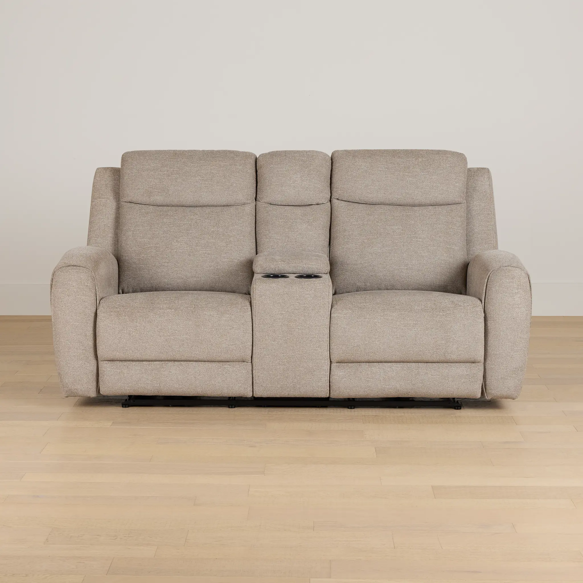 Walker Beige Fabric Power Reclining Console Loveseat W/ Power Headrest Walker Beige Fabric Power Reclining Console Loveseat W/ Power Headrest