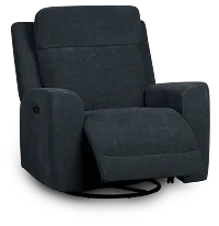 Dean Dark Blue Fabric Power Swivel Glider Recliner