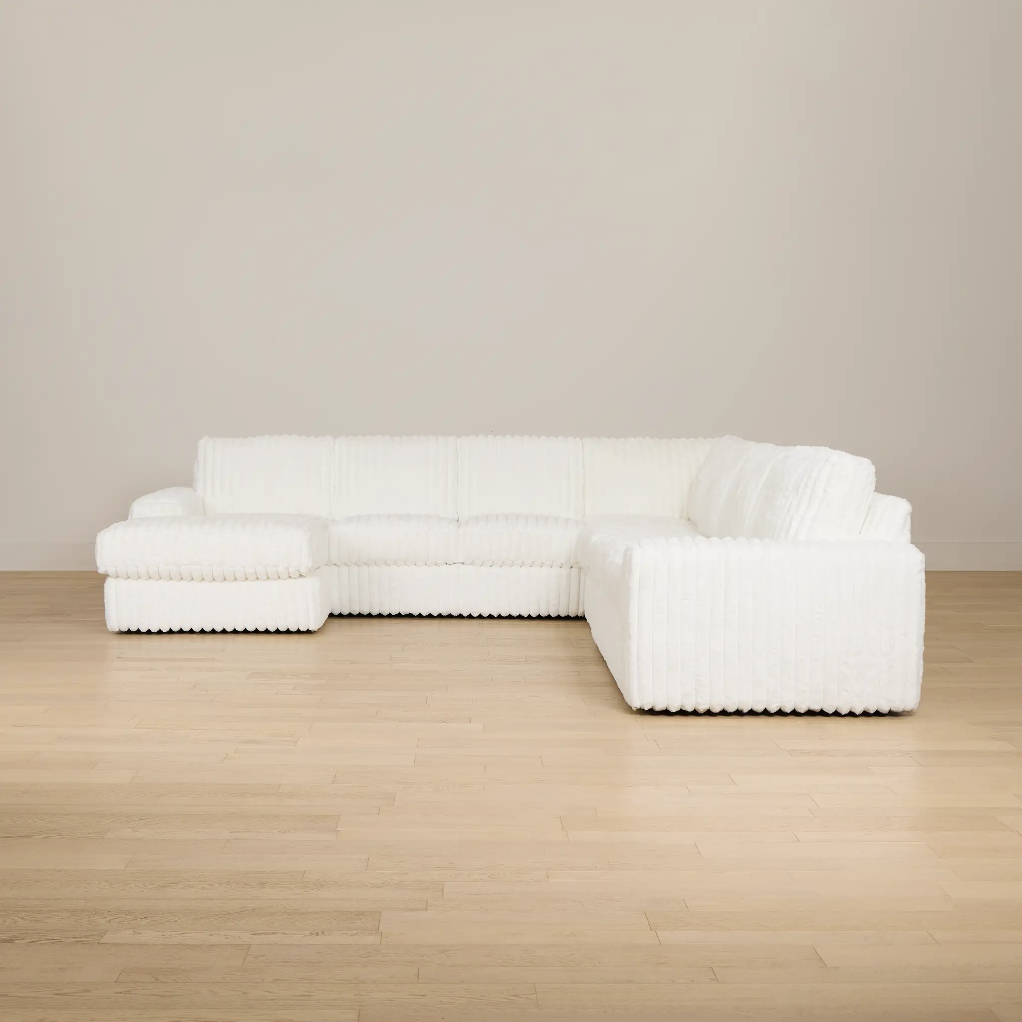 Teddy White Fabric Large Left Chaise Sectional Teddy White Fabric Large Left Chaise Sectional