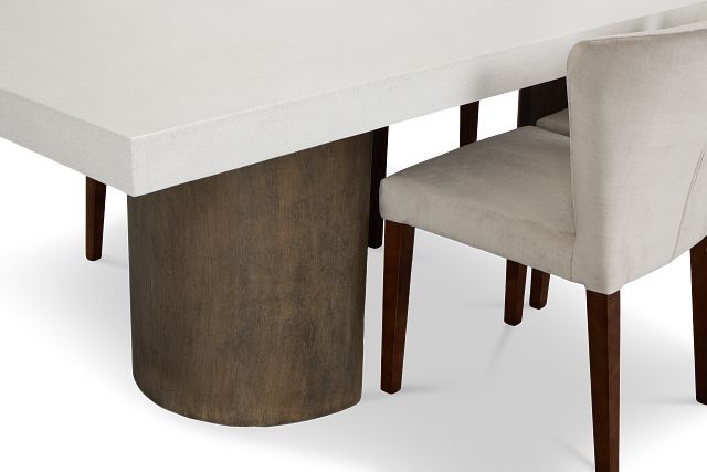 Jensen White Rect Table & 4 Upholstered Chairs