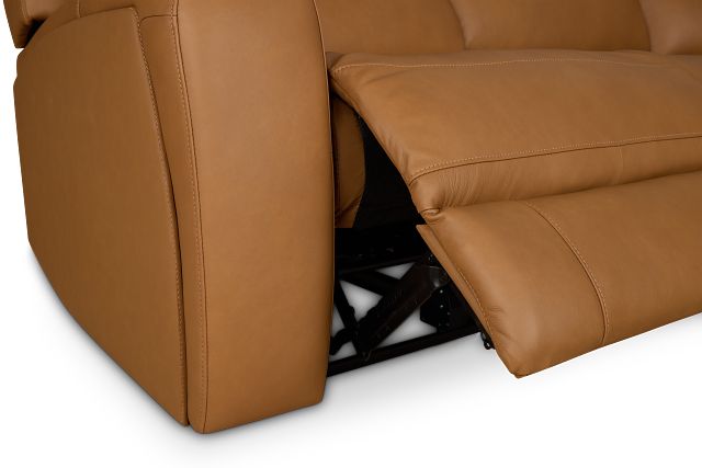 Summit Light Brown Lthr/vinyl Small Two-arm Power Reclining Sectional