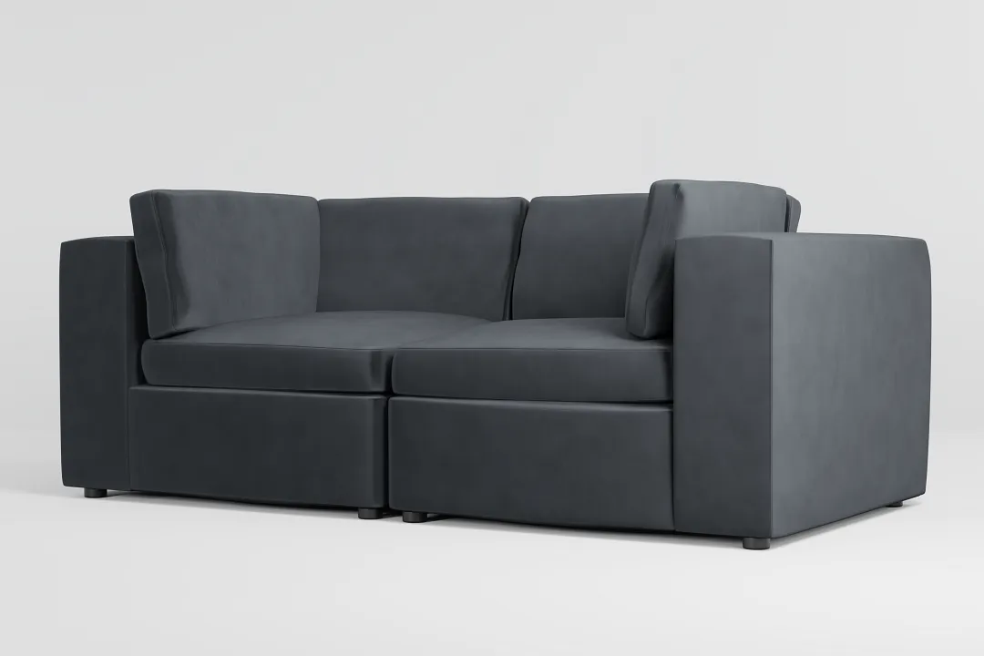 Destin Joya Gray Velvet 2-piece Modular Sofa
