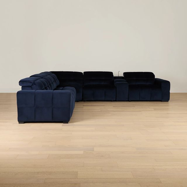 Gemma Navy Velvet Medium Triple Power 2-arm Sectional