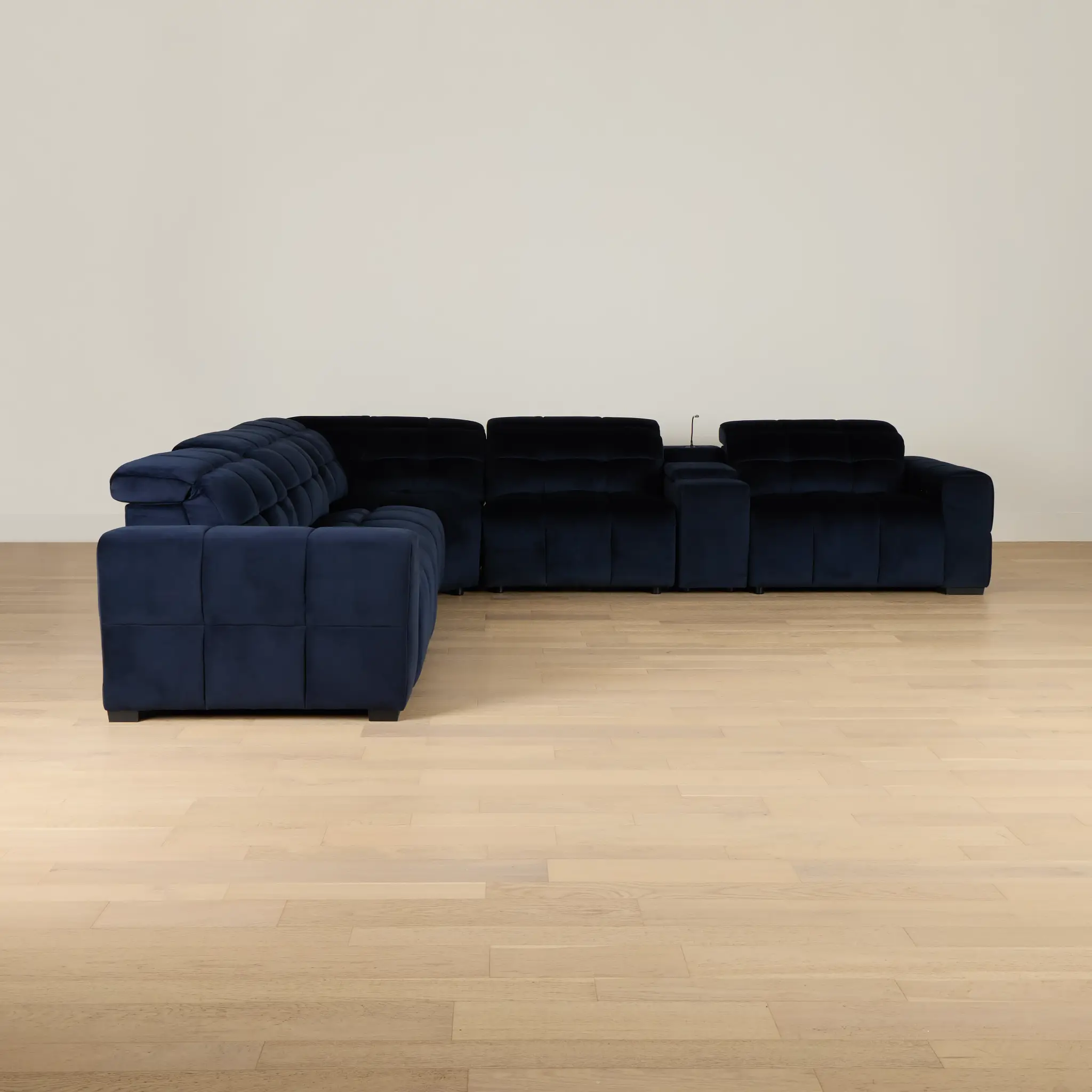 Gemma Navy Velvet Medium Triple Power 2-arm Sectional Gemma Navy Velvet Medium Triple Power 2-arm Sectional