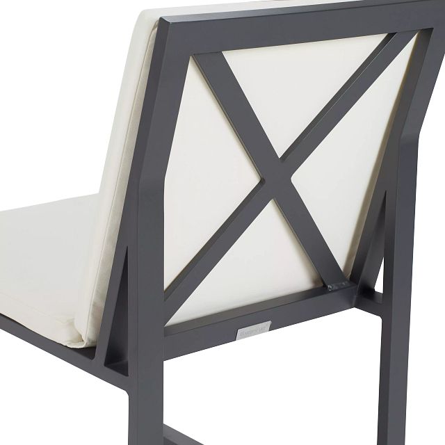 Linear Dark Gray White Aluminum Cushioned Chair (0)