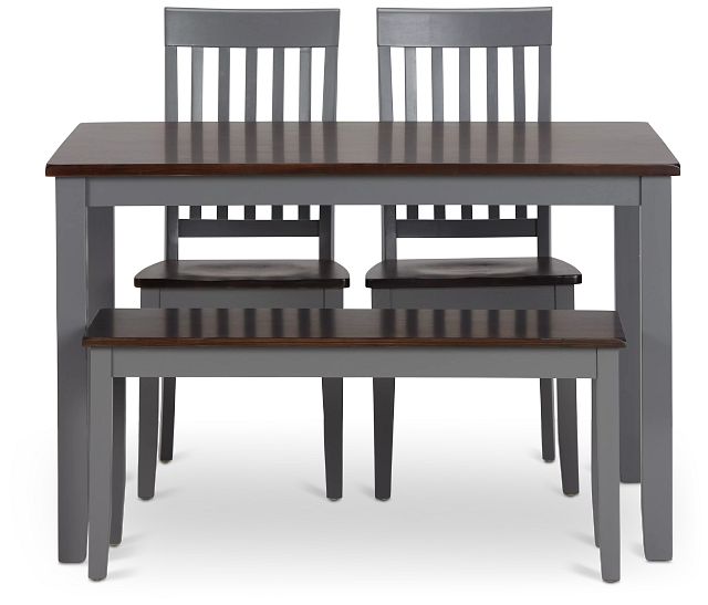 Santos Gray Two-tone Table, 2 Chairs & Bench (3)