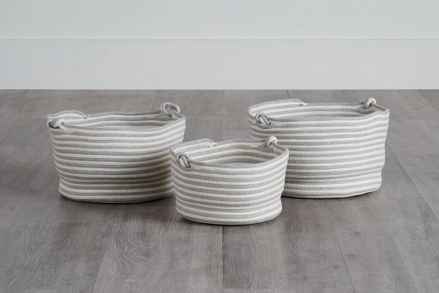 August Blue Set Of 3 Basket