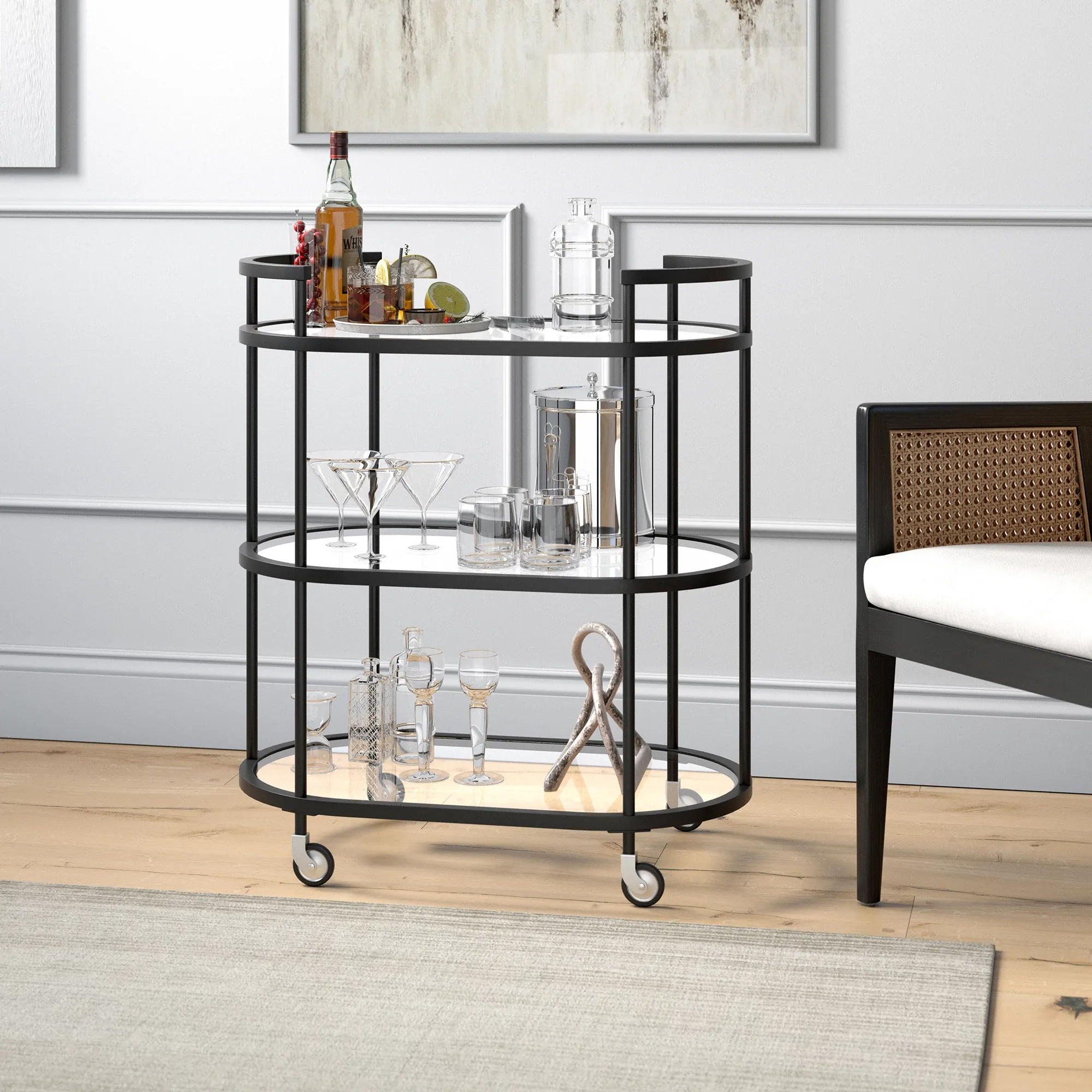 Emilie Black Metal Bar Cart