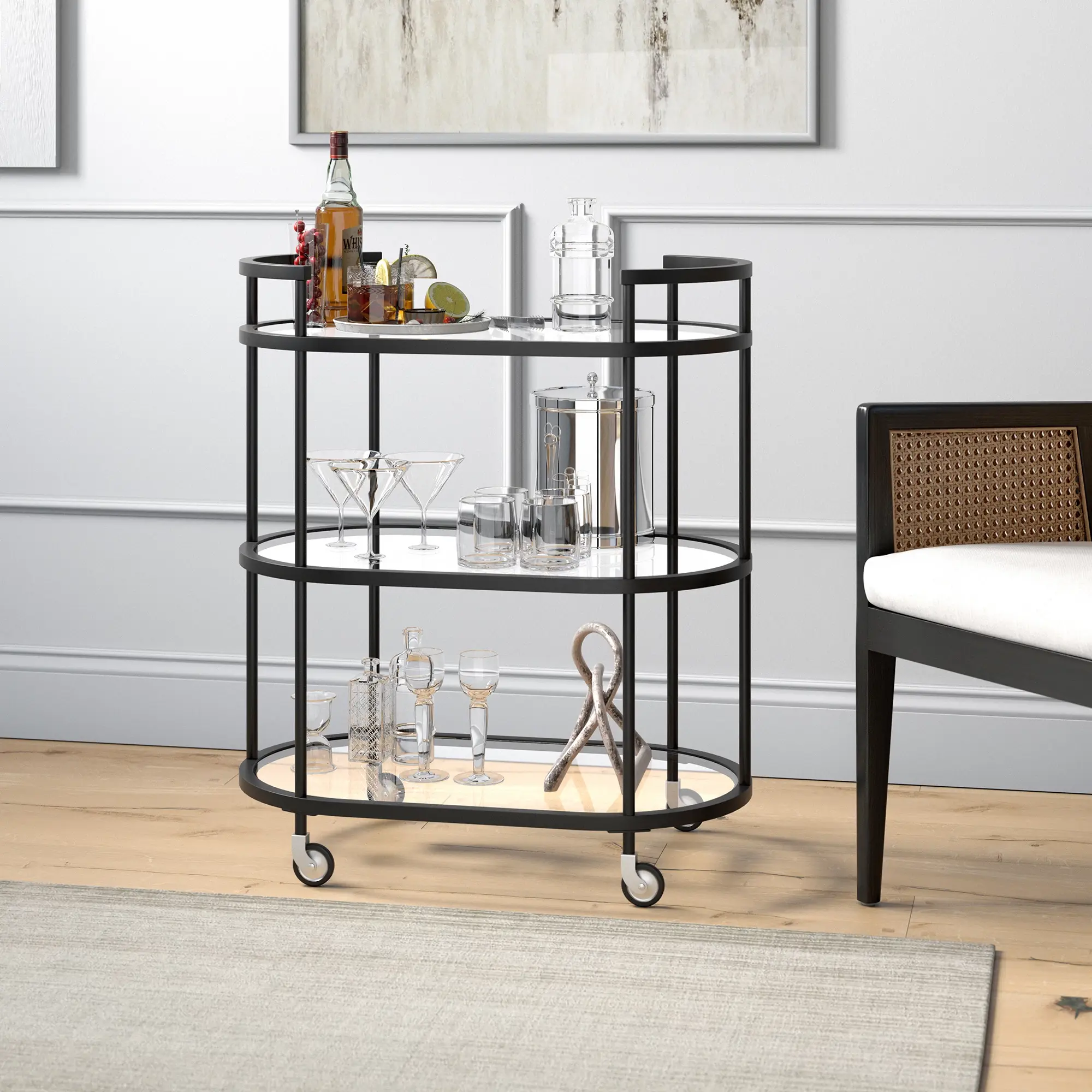Emilie Black Metal Bar Cart Emilie Black Metal Bar Cart